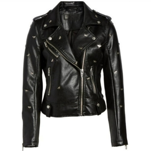 Blank NYC Black Dragonfly Vegan Leather Moto Jacket Size XS - Picture 2 of 9